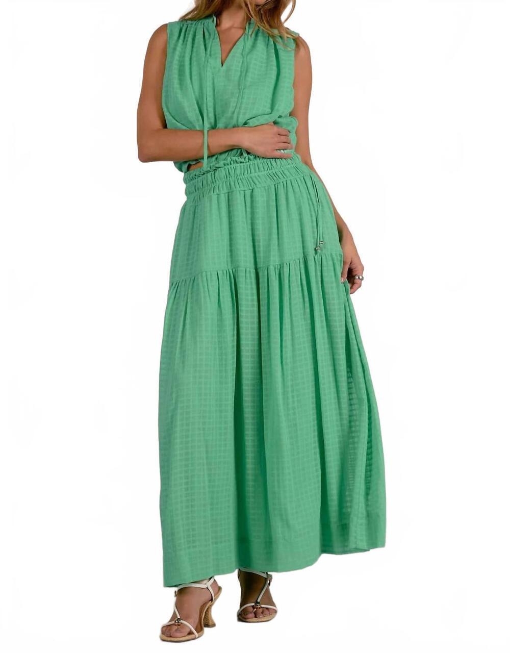 NEW ELAN linen summer maxi skirt in mint